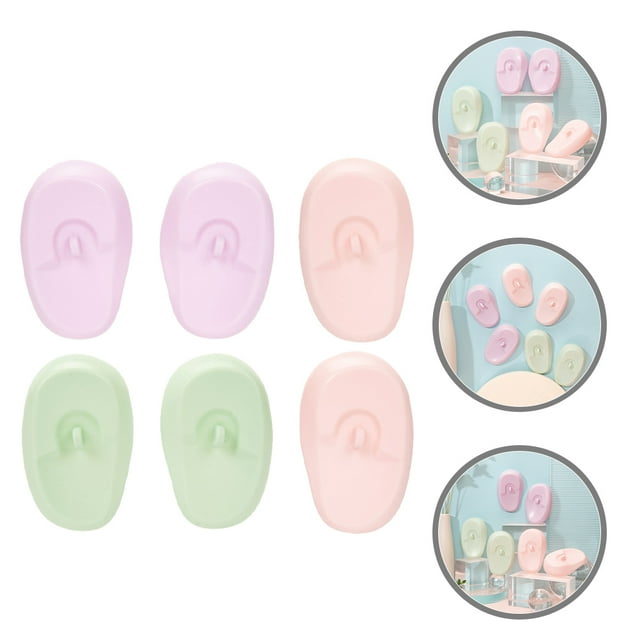 Houderco 3Pairs Silicone Ear Protectors for Hair Dye Soft Reusable Ear Covers Assorted Colors
