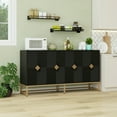 thumbnail image 2 of 59" Black Modern Sideboard Buffet Cabinet with Diamond Carving and Adjustable Shelves for Living Room Dining Room, 2 of 16