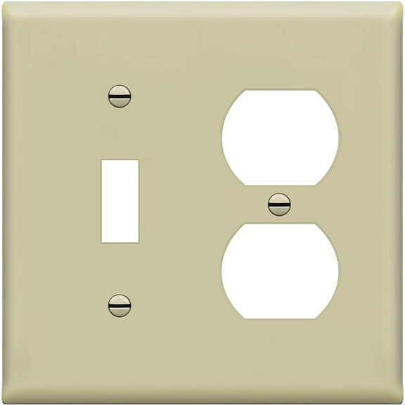 ENERLITES Combination Toggle Light Switch/Duplex Receptacle Outlet Wall Plate Cover, Standard Size 2-Gang, Polycarbonate Thermoplastic, UL Listed, 881121-I, Ivory