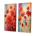 thumbnail image 3 of Designart "Illustration Spring's Red Poppy Blossoms III" Poppies Wall Art Set Of 2 - Traditional Pink Wall Decor Set Of 2, 3 of 6