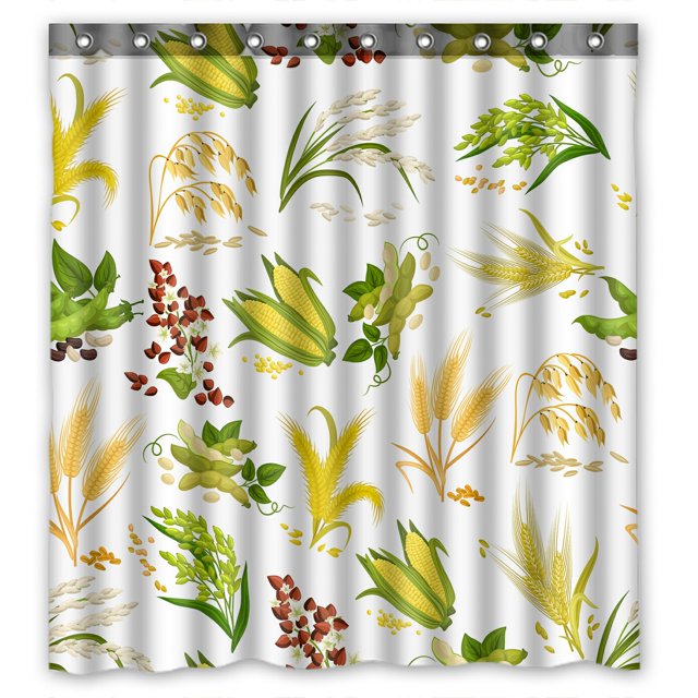 Cortina de Ducha ABPHQTO Poliéster Impermeable Cereales y Granos 160x180 cm