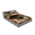 thumbnail image 2 of Western Fitted Sheet & Pillow Sham Set, Wild West Themed Cowboy Hat and Old Ranching on Wooden Display Rodeo Cowboy Style, Decorative Printed 6 Piece Bedding Decor Set, Full, Brown, by Ambesonne, 2 of 3