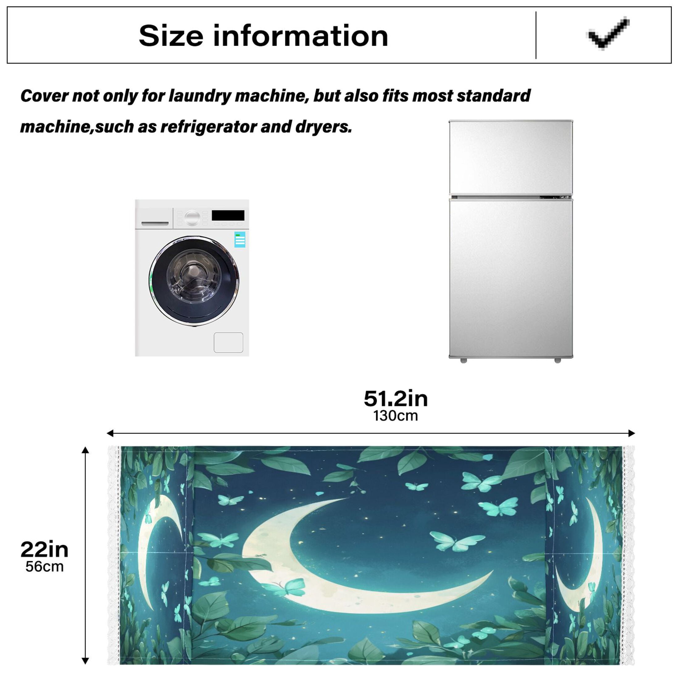 WOBOGO Butterfly Around The Moon Washing Machine Cloth Dryer Refrigerator Top Cover Protective Non-Slip Mat For Kitchen Laundry