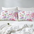 thumbnail image 3 of Erosebridal Pink Florals Flower Comforter Cover, Watercolor Leaf Bedding Sets Queen Size, Botanical Theme Room Decor (No Comforter), 3 of 6