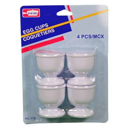Lot of 4 White Plastic Egg Cups Cook Hard Soft