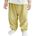 thumbnail image 2 of HUAXUN-Baby Pants, Unisex Toddler Thin Pants with Crotch Opening, Spring/Summer/Autumn Kids' Cotton Sleep Pants, Baby Loose Air-Conditioning Pants(Yellow,9-12Months), 2 of 3