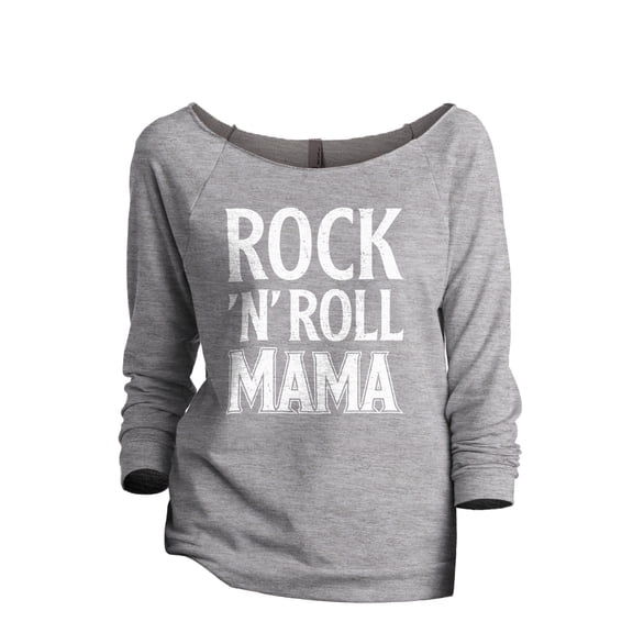 Rock And Roll Mama Women's Fashion Slouchy 3/4 Sleeves Raglan Lightweight Sweatshirt Sport Grey Large