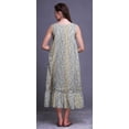 thumbnail image 4 of Bimba Chemises de Nuit en Coton Gris Pâle à 2 Feuilles et Fleurs Imprimées pour Femmes, Robe Sans Manches, Tenue de Nuit, Robe Maxi, Petit, 4 of 6