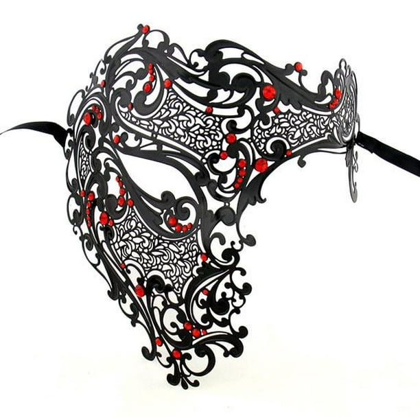 Men Devil Skull Laser Cut Half Face Black Masquerade Mask Walmart Com Walmart Com