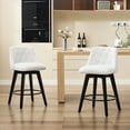 thumbnail image 4 of 25" Swivel Bar Stools Of 2 - Modern Solid Wood Frame With Linen Upholstery & Button Back. Quiet 360° Swivel, Adjustable Leveling Feet. Comfortable For Kitchen Island, Breakfast Bar. White Counter, 4 of 7
