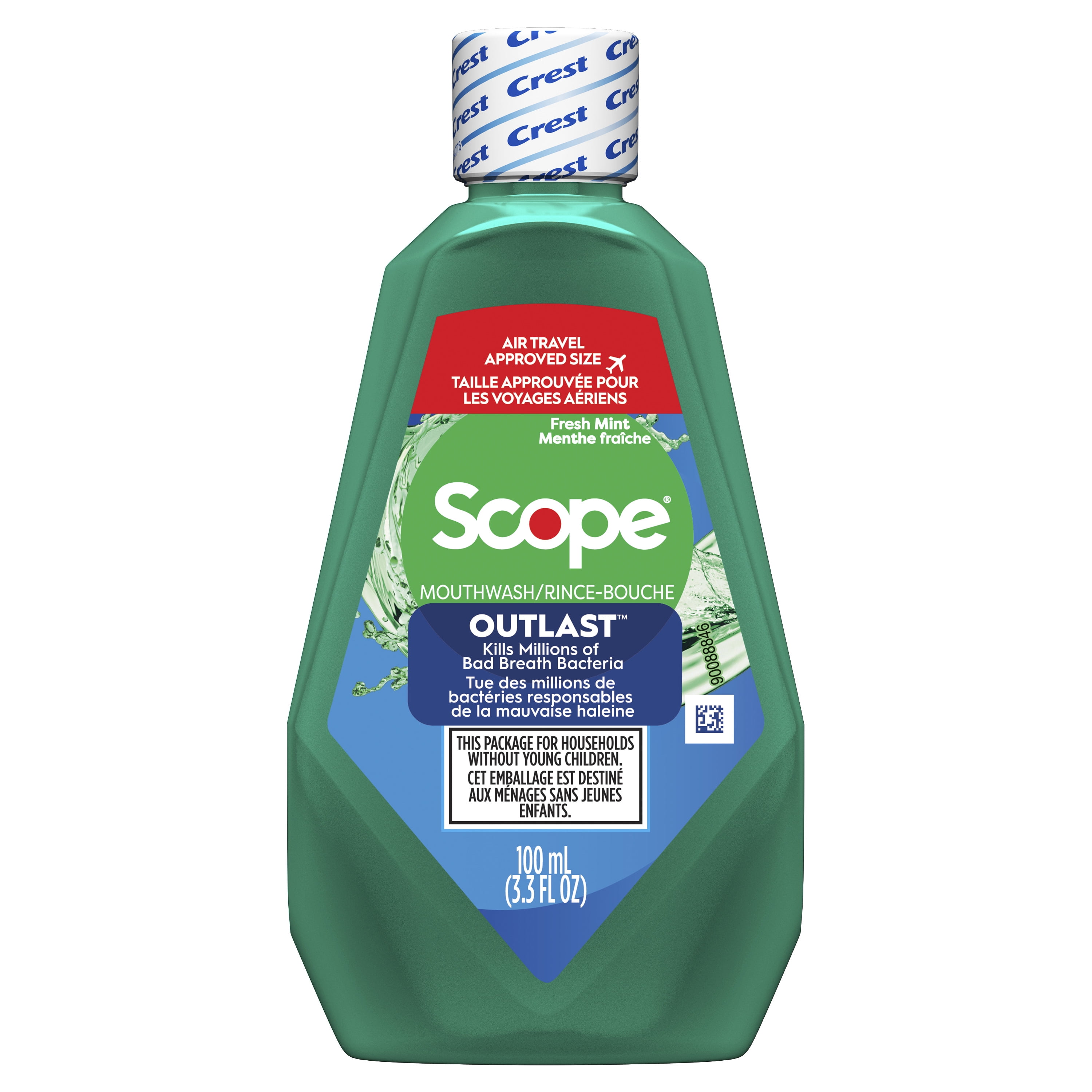 Crest Scope Outlast Mouthwash, Fresh Mint, 100mL