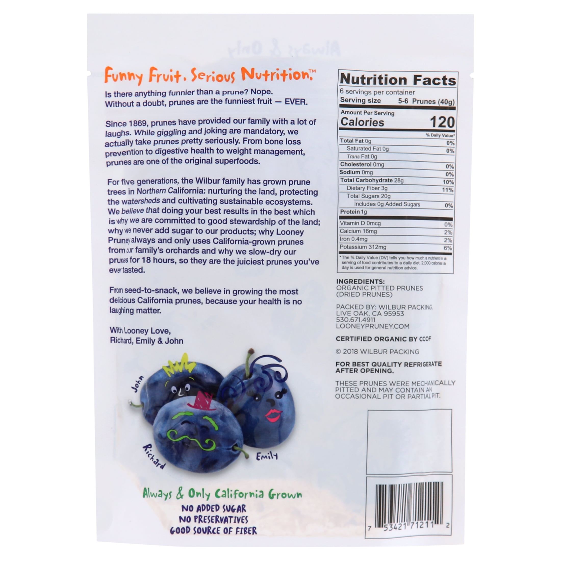 Looney Pruney Organic Pitted Dried Prunes 9 oz Bag for the Entire Family, Always California Grown, Kosher, No Added Sugar & No Preservatives
