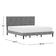 thumbnail image 5 of Hillsdale Furniture Crestwood Upholstered Chevron Pleated Platform King Bed with 2 Dual USB Ports, Gray, 5 of 5