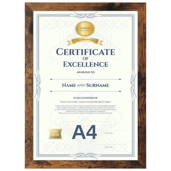A4 picture frame (21 x 29.7 cm) Single Pack, vintage style, photo frame A4 perfect for displaying on walls or tables in living rooms, bedrooms, offices, or hallways.