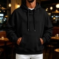 thumbnail image 2 of Men's Solid Color Pullover Hoodie with Drawstring Hood and Kangaroo Pocket Casual Sweatshirt Top, S-3XL, 2 of 8