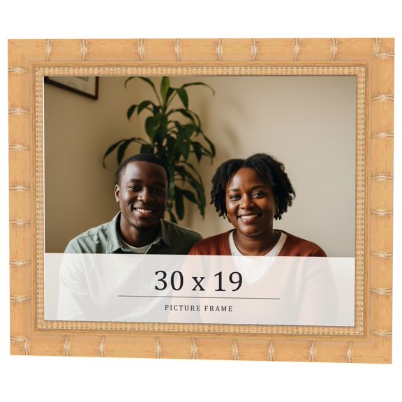 30x19 Light Brown Bamboo Real Wood Picture Frame Width 1.5 inches | Interior Frame Depth 0.5 inches
