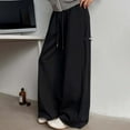 thumbnail image 4 of Barrel Leg Sweatpants Women 2025 Elastic High Waist Drawstring Loose Fit Wide Leg Casual Pants with Pockets Trousers, 4 of 6