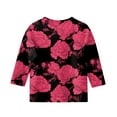 thumbnail image 3 of YOUYEDAIN 3/4 Sleeve Shirts for Child Girls 4-5 Crewneck Tunic Tops Causal Teen Girls Clothes Loose Fit Tees Hot Pink 4-5 Years, 3 of 4