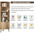 thumbnail image 5 of Bathroom Floor Corner Cabinet with Doors, Freestanding Narrow Storage Cabinets for Living Room, Kitchen, Walnut Color, 5 of 6