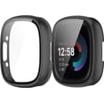 thumbnail image 1 of Funda compatible con Fitbit Versa 4/Sense 2 Protector de pantalla de vidrio templado All-Around Hard PC Smartwatch Accesorio Fundas protectoras para 2, negro+azul oscuro+verde, 1 of 4