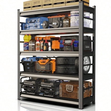72" H Garage Shelving Unit-Adjustable 5-Tier Heavy-Duty Metal Storage Rack|3000 lbs Capacity Shelf|Easy Assembly Shelves|Rust-Resistant|Perfect for Garage Basement Workshop Organization
