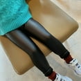 thumbnail image 5 of iiniim Toddlers Baby Girls PU Leather Leggings Tights Thick Fleece Lined Stretch Pants, 5 of 7