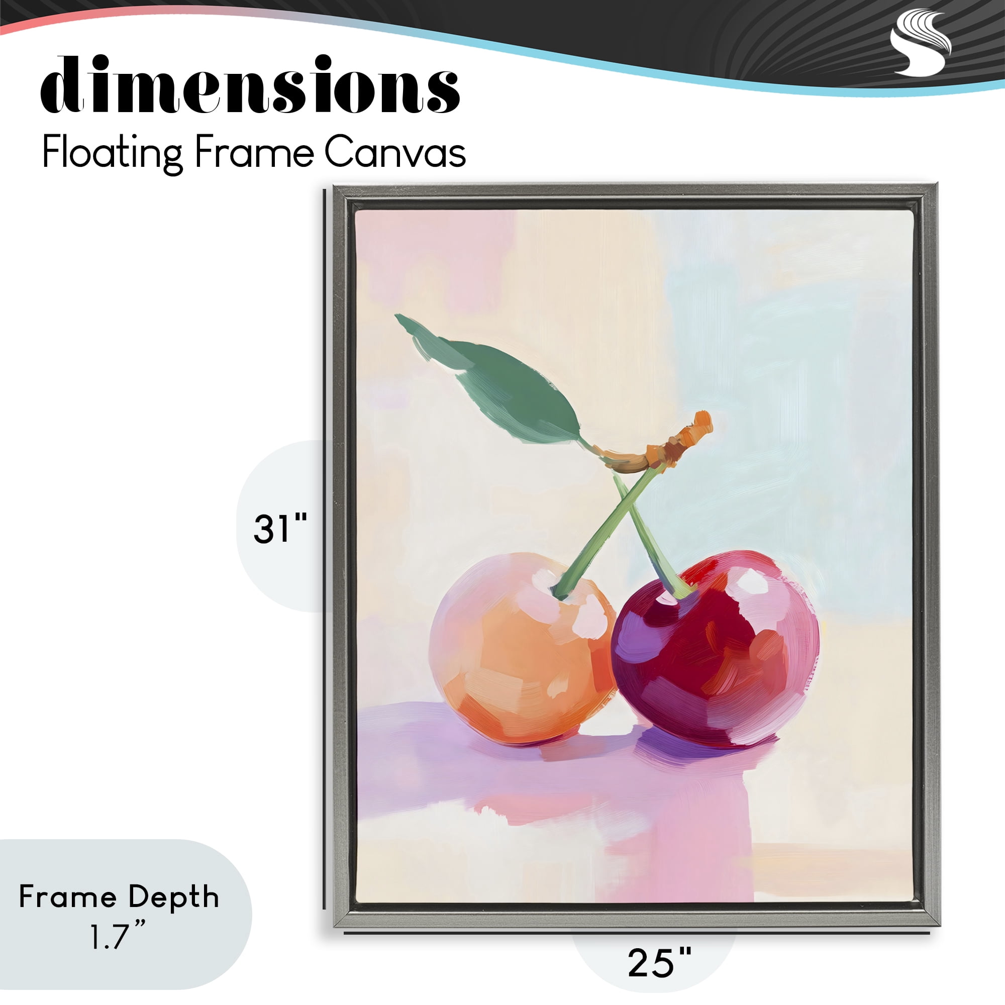 Stupell Industries Pastel Cherries Pair Gray Framed Floater Canvas Wall Art, design by The Prints Vibe