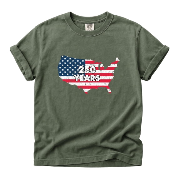 Comfort Colors USA Map 250 Years Patriotic Flag Graphic Tee Men Women