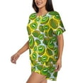 thumbnail image 2 of "Wukai Watercolor Kiwi Fruits Summer Women's Pajama Set - Short-Sleeve Top and Shorts with Elastic Waistband and Pockets for Loungewear, Yoga, and Casual Wear-Medium, 2 of 8