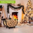 thumbnail image 6 of Firewood Rack Outdoor and Indoor Firewood Storage, 24 INCH Double Coated Fire Wood Organizer, Waterproof Rustproof Stable Log Holder and Fireplace Decor, Bronze, 6 of 7