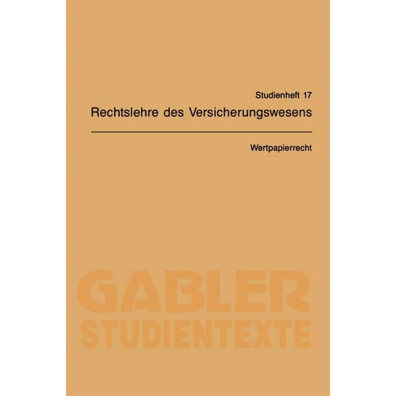 Gabler-Studientexte Wertpapierrecht, Book 17, (Paperback)