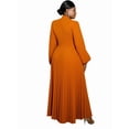 thumbnail image 6 of Women'S Elegant Pleated Maxi Dress with Puff Sleeves and Stand Collar for Various Occasions Orange M, 6 of 9