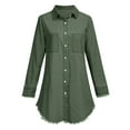 thumbnail image 6 of HANXIULIN Women Plus Size Fashion Tassel Casual Long Sleeve Single Breasted Pocket Denim Jacket Shirts Coat Army Green M, 6 of 8