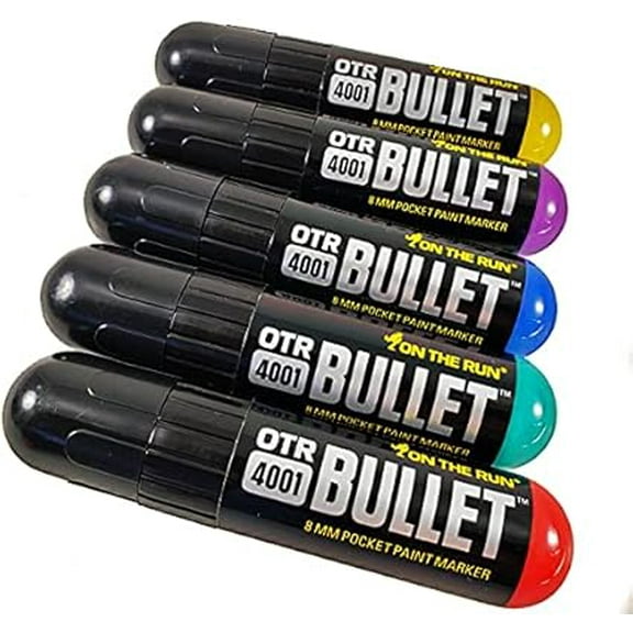 On The Run .4001 Bullet Super Permanent Paint Marker Set of 5 - Main Colors