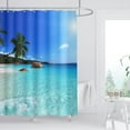 thumbnail image 2 of Ocean Beach Shower Curtain Blue Sky Sea Tropical Palm Trees Seaside Landscape Bath Curtain Waterproof Fabric Bathroom Décor 72x72 Inch Plastic Hooks 12PCS Ocean Green, 2 of 6