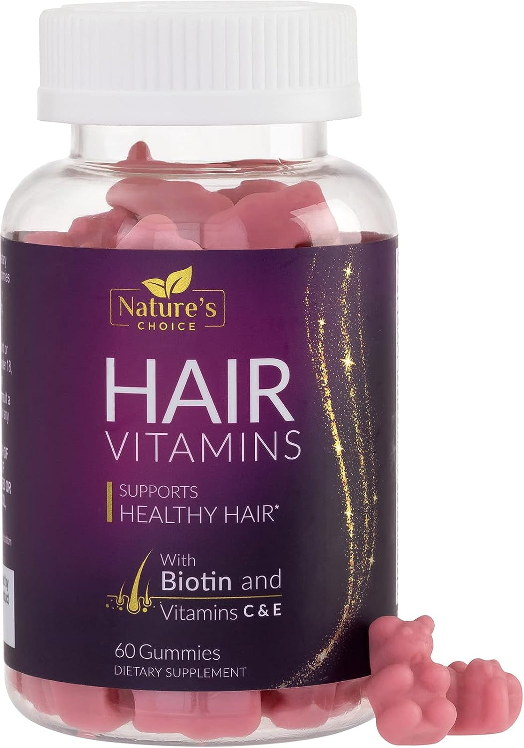 Hair Vitamins Gummies with Biotin 5000 mcg Vitamin E & C Support Hair