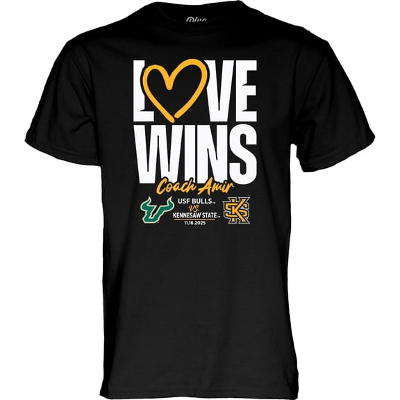 Men's-Blue 84 Black USF vs Kennesaw State Love Wins T-Shirt