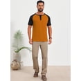 thumbnail image 2 of DARING DIVA Men's Henley Button Down Color Block Short Sleeve T-Shirt S Orange, 2 of 7