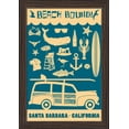 thumbnail image 1 of Santa Barbara, California - Beach Bound - Coastal Icons - Lantern Press Artwork (12x18 Giclee Art Print, Gallery Framed, Espresso Wood), 1 of 1