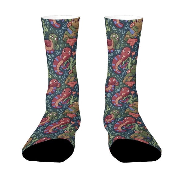 Leech Scary Creature Funny Novelty Crew Socks for Women Men Sports