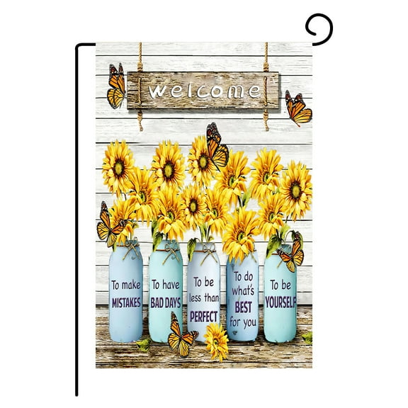 Garden Flage Sunflower Positive Quotes Picture 12×18 Inch Double Sided Vertical Yard Outdoor Decoration