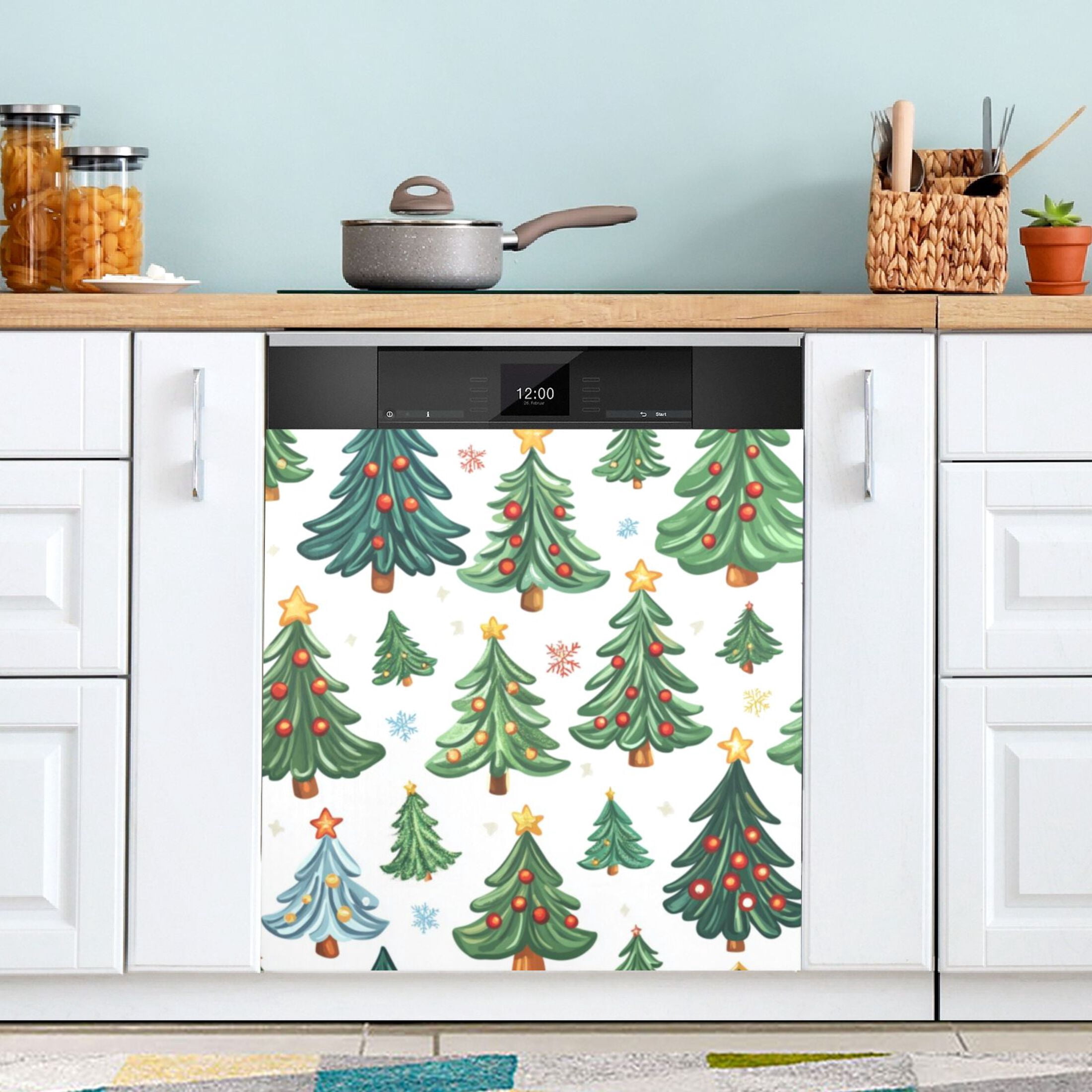 Dishwasher Magnetic Sticker 23x26 Inch Refrigerator Magnetic Sticker Washing Machine Magnetic Sticker Kitchen Panel Magnetic Sticker Home Decor Christmas Tree Seamless