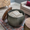 thumbnail image 4 of Powell Wesmar Metal Indoor Drum Accent Table with Storage, 18.5" Tall, Pewter, 4 of 17