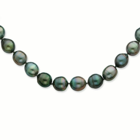 14K White Gold 8-11mm Grad Saltwater Cultured Tahitian Pearl Necklace 18 Inch
