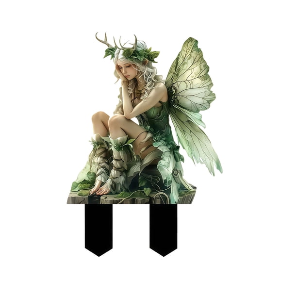 HWRETIE - Figura decorativa de jardín de acrílico bohemio con hadas y colibríes,adorno de jardín de acrílico para exteriores,escultura artística para amantes de la naturaleza