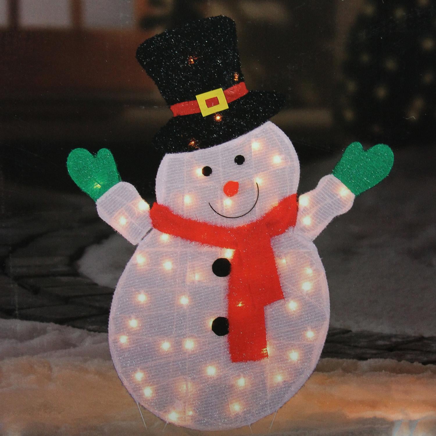 4' Lighted Winter Snowman with Top Hat Outdoor Christmas ...