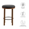 thumbnail image 6 of Fable Boucle Fabric Counter Stools - Set of 2 in Walnut Charcoal, 6 of 8