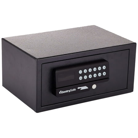 SentrySafe Black Steel Safe with Card Swipe Reader and Digital Keypad Lock, Small Safe with Interior Lighting and Bolt Down Kit, 0.41 Cubic Feet, H060ES CA3