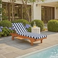 thumbnail image 2 of SAFAVIEH Newport Outdoor Patio Chaise Lounge Chair, Natural/Navy Striped, 2 of 10