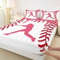 thumbnail image 4 of Erosebridal Pink Dripping Baseball Stitch & Batter Silhouette Graphic Queen Sheet Sets 4 Pieces, Sport Graphic Bed Set for Girls Kids,Luxury Bedroom Decor, 4 of 5